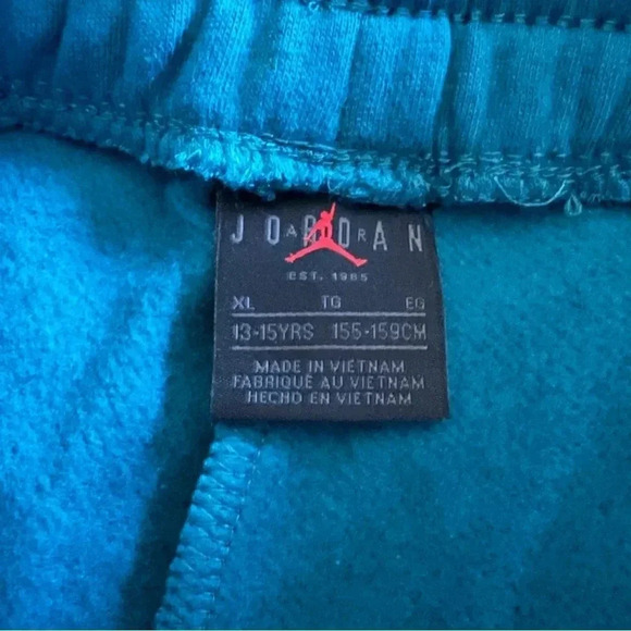 #0099 Jordan Sweatpants, Big Kids, Teal/Aqua, Size M - Picture 4 of 5